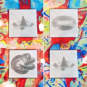 3D ステンシル 3 幾何学模様パック XXL 30 x 30 cm No. 117 グラフィティ ステンシル 3D 効果 グラフィック 250 ミクロン マイラー