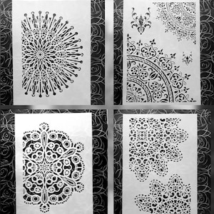 Set of 4 stencils A4 ornaments set no. 30 wall stencil wall border mandala vintage mandala