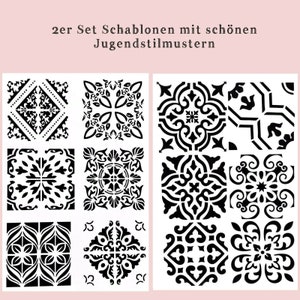 Set of 2 stencils vintage art nouveau pattern set no. 84 wall stencil tile stencil