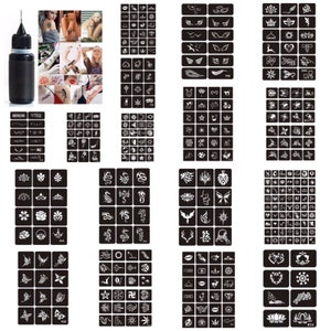 30-piece surprise set Henna stencils Henna tattoo + 10 ml color set Daisy