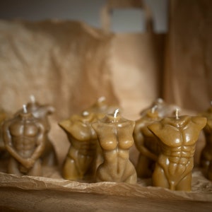 Naked Torso Beeswax Candles – Set of 3 – Handmade Pure Beeswax – Natural Eco Friendly Home Decor – Unique Gift for Adults