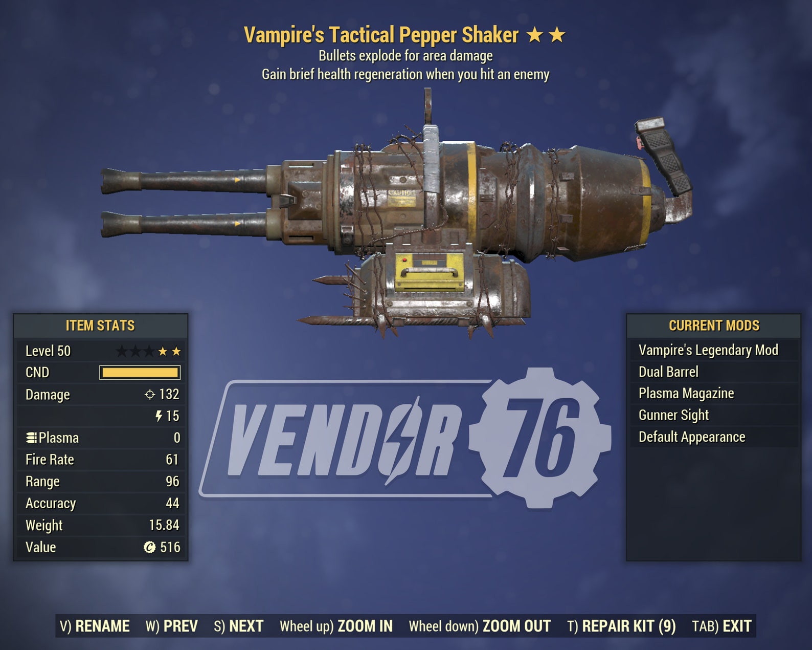 Fallout 76 Legacy Vampire's Explosive Pepper Shaker Etsy