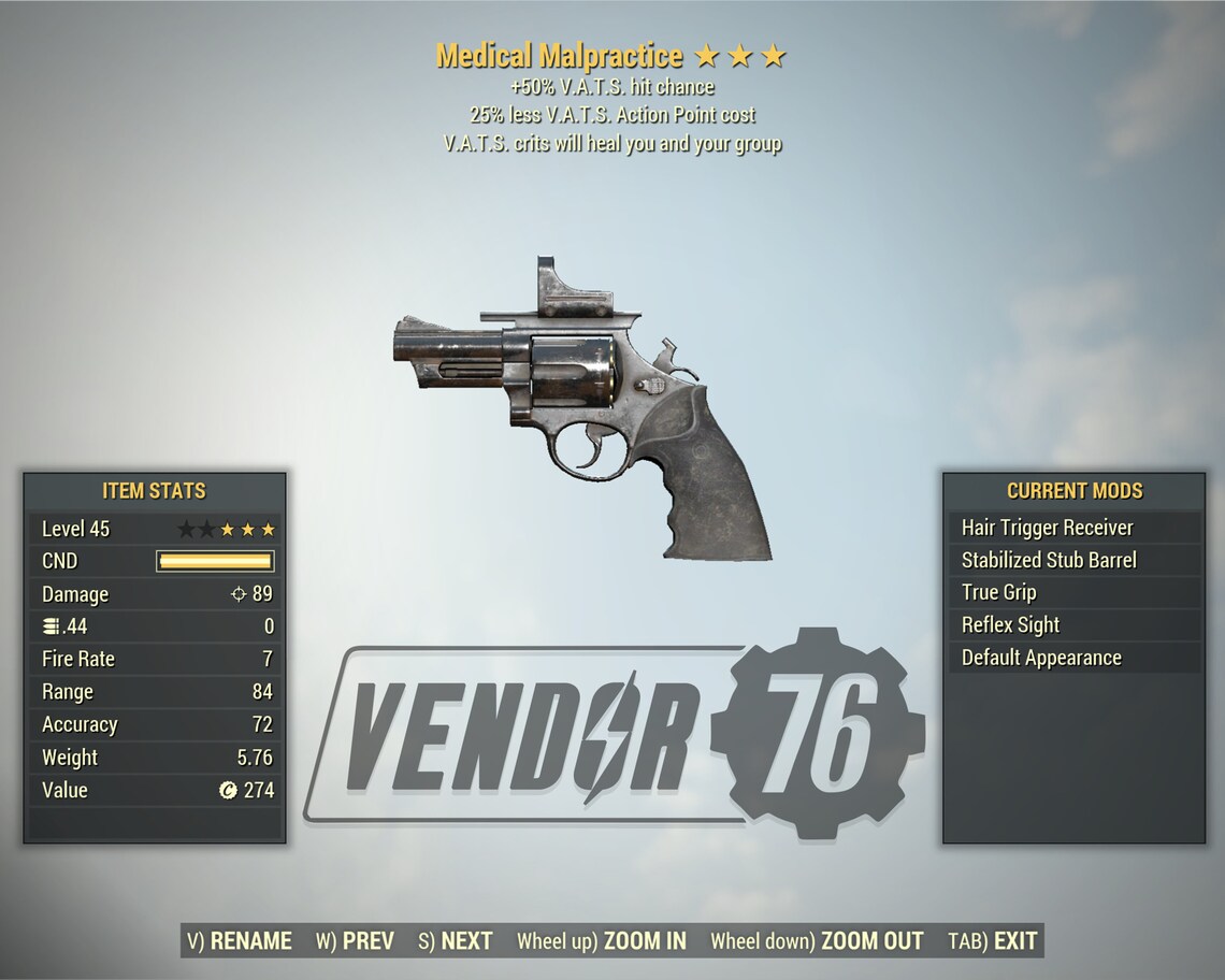 Fallout 76 PC Medical Malpractice FO76 Fast Delivery Etsy