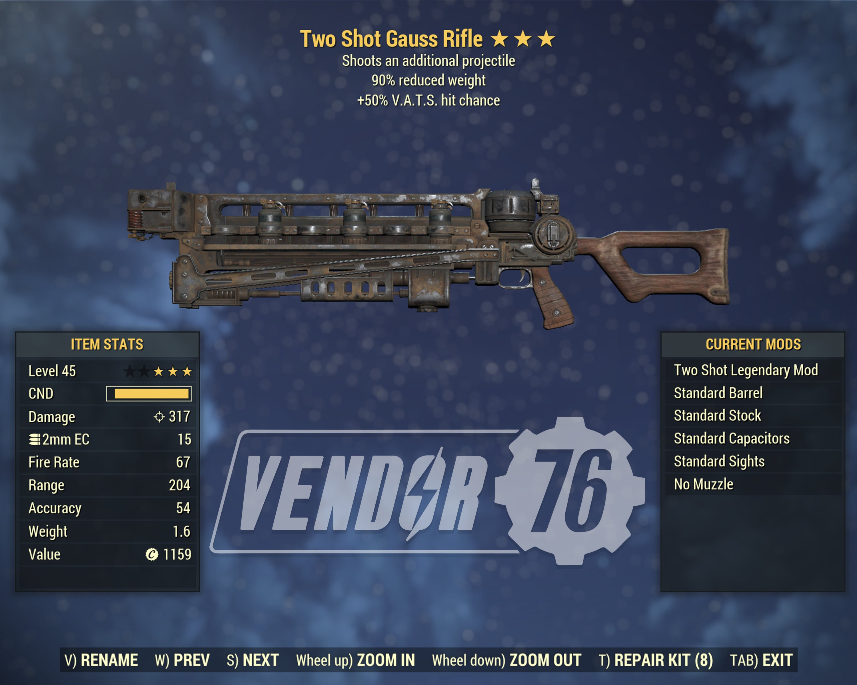 Fallout 76 PC TS5090 Two Shot Gauss Rifle FO76 Fast Etsy