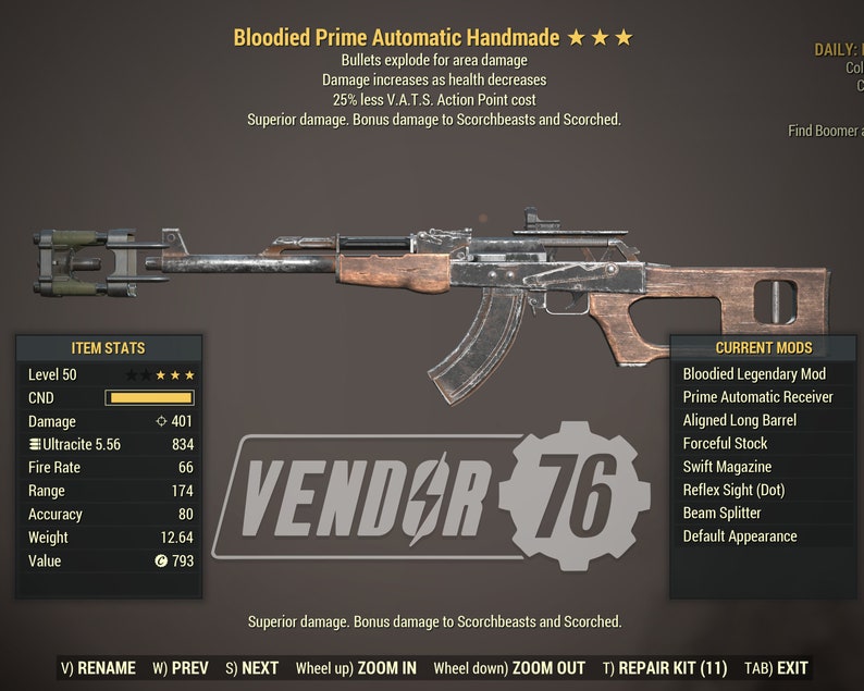 Fallout 76 BE25 Handmade Explosive Glitched FO76 PC Etsy