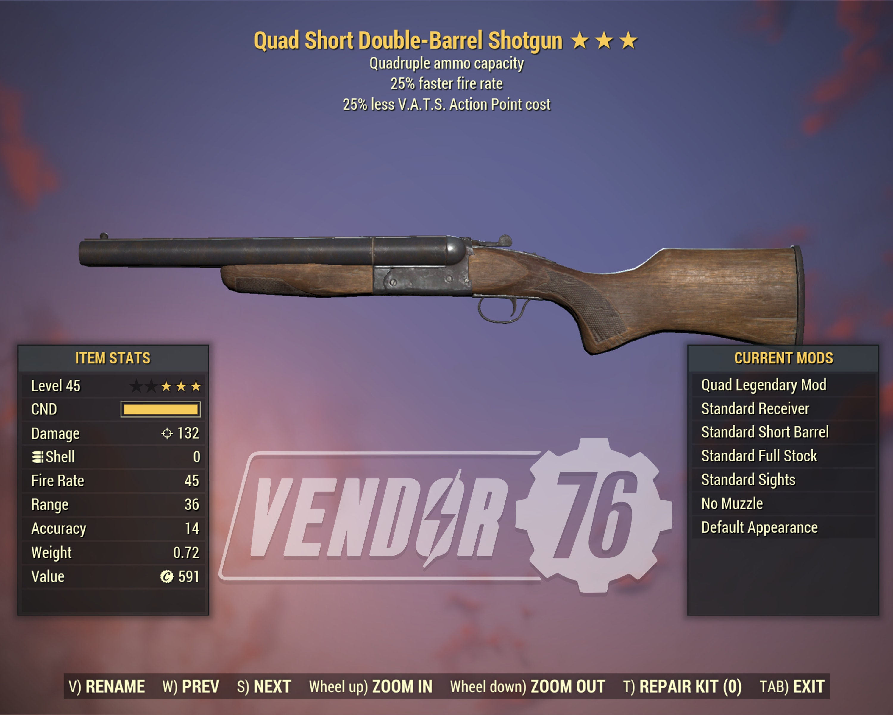 Fallout 76 PC Q2525 Quad Short Doublebarrel Shotgun Etsy