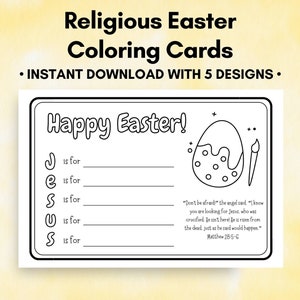 Religiöse Osterkarten zum Ausmalen, für Kinder zum Ausmalen, Zuhause ausdrucken, Ostern Basteln, DIY Karte, Selbstgemachtes Ostergeschenk, Frühlingsfärbung - PDF