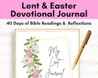 Easter And Lent Devotional Journal, 40 Days Of Bible Readings, Easter Devotional For Women And Teens, Holy Week Bible Journaling Plan - PDF