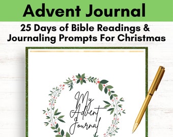 Printable Advent Journal with 25 Days of Bible Study, Advent Devotional, Christmas Devotional Journal With Advent Calendar - INSTANT PDF