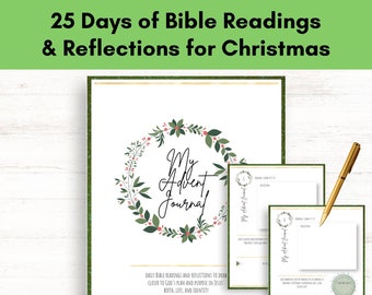 Printable 25 Day Christmas Devotional Journal, Advent Journal with 25 Days of Bible Study, Advent Devotional With Readings And Prayer - PDF