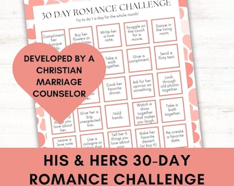 30 Day Romance Challenge, His and Hers Versions Included, Perfect For Christian Marriages, 30 Day Challenge Template And Habit Tracker - PDF