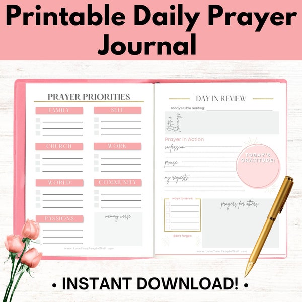 Prayer Journal Printable for Christian Women, Daily Prayer Templates for Bible Journaling and Prayer, 3-Pack Easy to Use Minimalist Designs