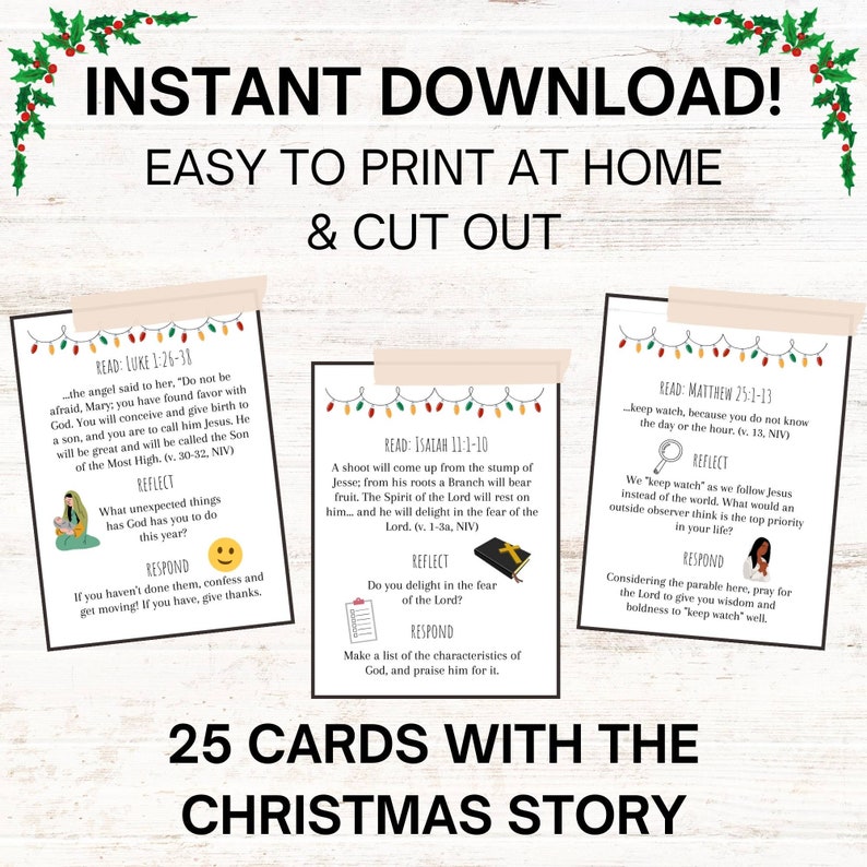 Advent Story Cards for DIY Advent Calendar Printable - Etsy