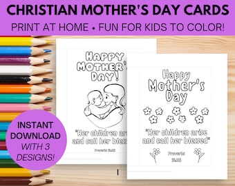 Christian Mother's Day Coloring Cards: Bible Verse Gift (PDF)