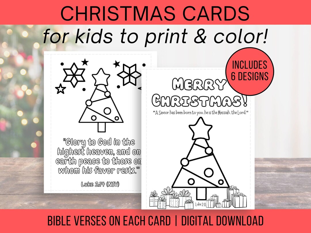Christian Printable Christmas Cards to Color PDF, Coloring Cards for ...
