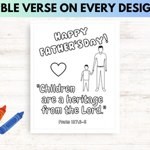 Christian Father's Day Cards for Kids To Color, DIY Gift for Dad with Bible Verse on Each Card, Printable Kids Craft, Preschool Craft PDF image 4