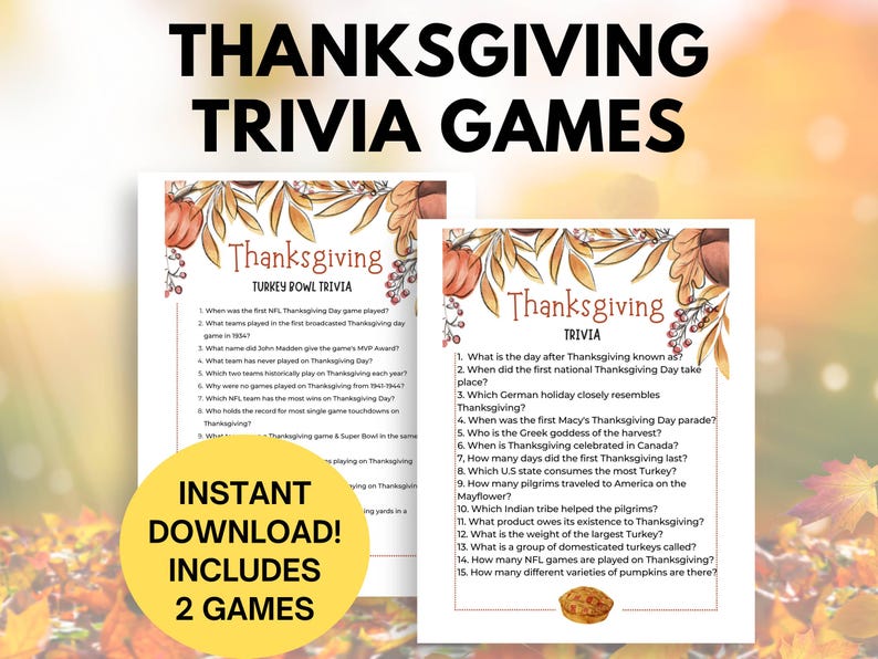 Thanksgiving trivia games printable for a family gathering