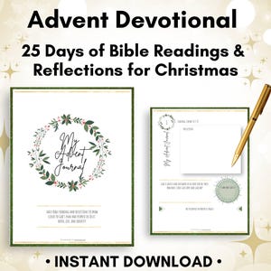 Printable Christmas Devotional, Advent Journal with 25 Days of Bible Study, Advent Devotional With Reflections for a Christmas Journal - PDF