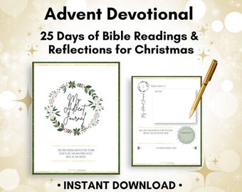 Printable Christmas Devotional, Advent Journal with 25 Days of Bible Study, Advent Devotional With Reflections for a Christmas Journal - PDF