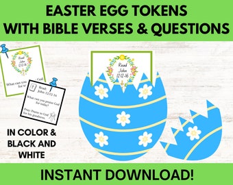 Last Minute Easter Activity, Printable Easter Tokens with Bible Verses & Questions, Holy Week Scripture Cards, Great for Resurrection Eggs