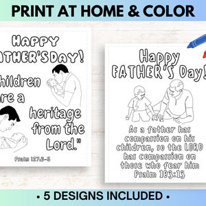 Christian Father's Day Cards for Kids To Color, DIY Gift for Dad with Bible Verse on Each Card, Printable Kids Craft, Preschool Craft PDF image 3