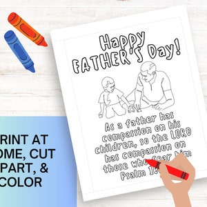 Christian Father's Day Cards for Kids To Color, DIY Gift for Dad with Bible Verse on Each Card, Printable Kids Craft, Preschool Craft PDF image 7