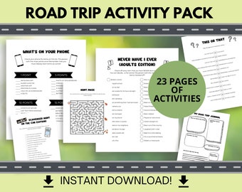 Road Trip Printable Activity Pack, Games for Kids, Fun Family Activities for an American Road Trip, Family Travel Games - Digital PDF