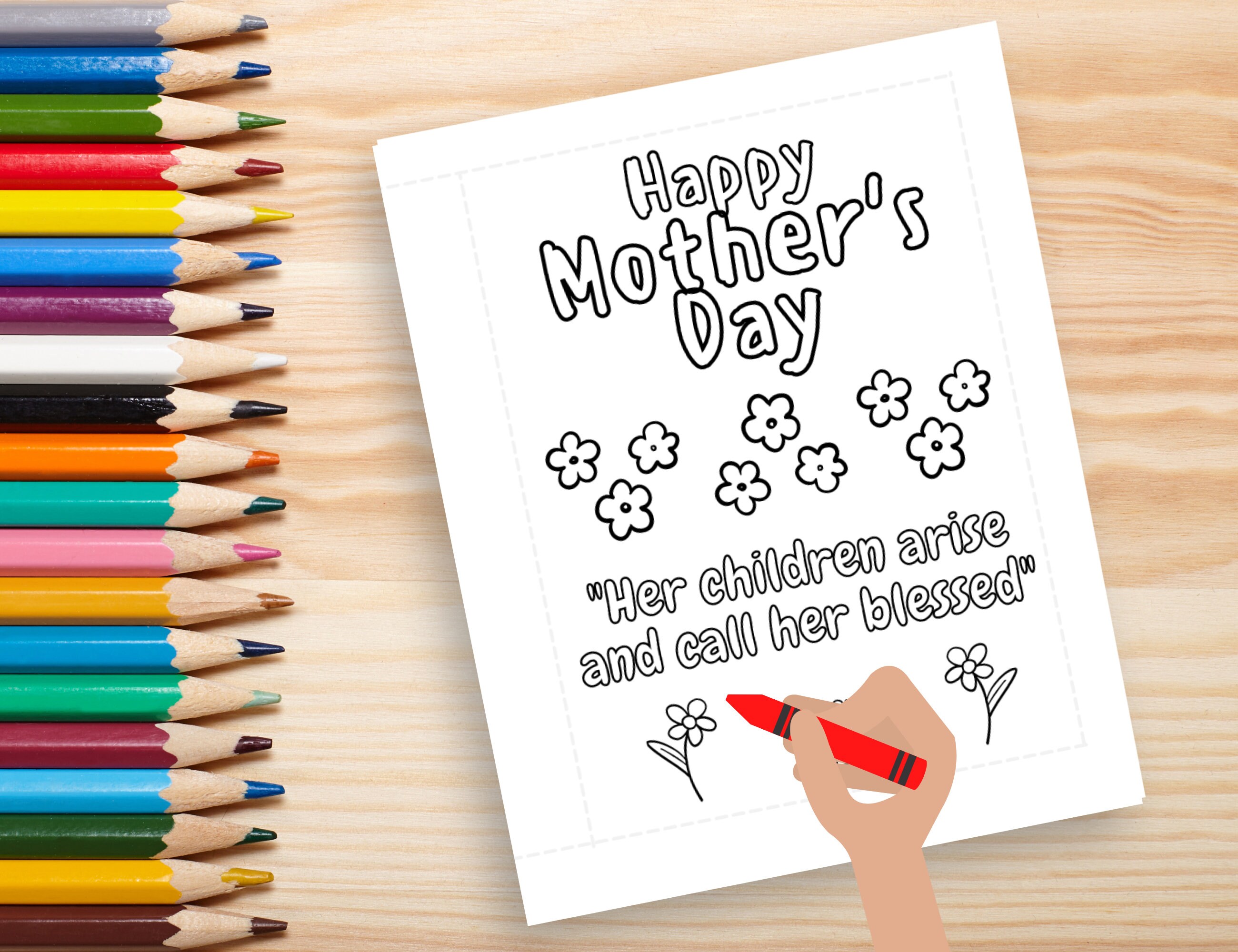 Christian Printable Mother's Day Cards to Color PDF, Coloring Cards for ...