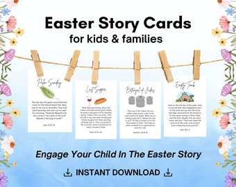 Easter Story Cards For Kids And Families, Holy Week Scripture Cards, Good For Resurrection Eggs, Christian Easter Story Printable - PDF