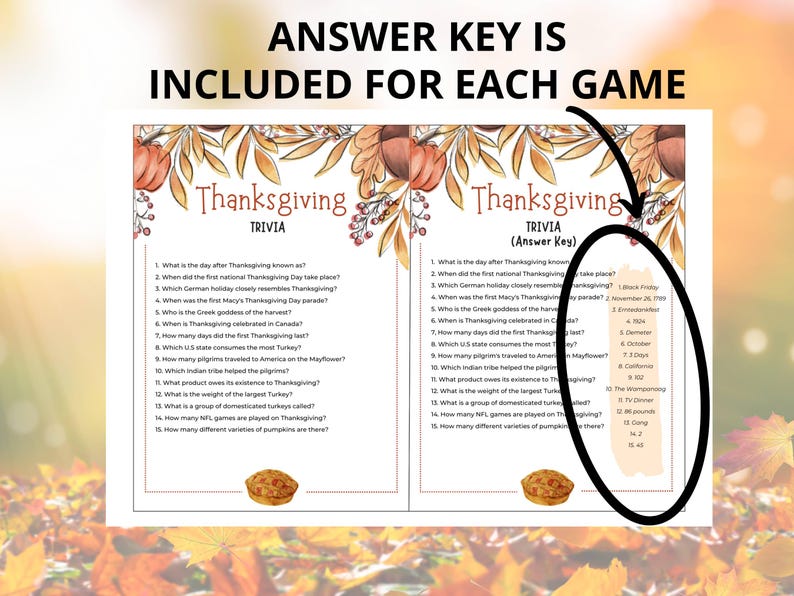 Thanksgiving trivia games printable for a family gathering