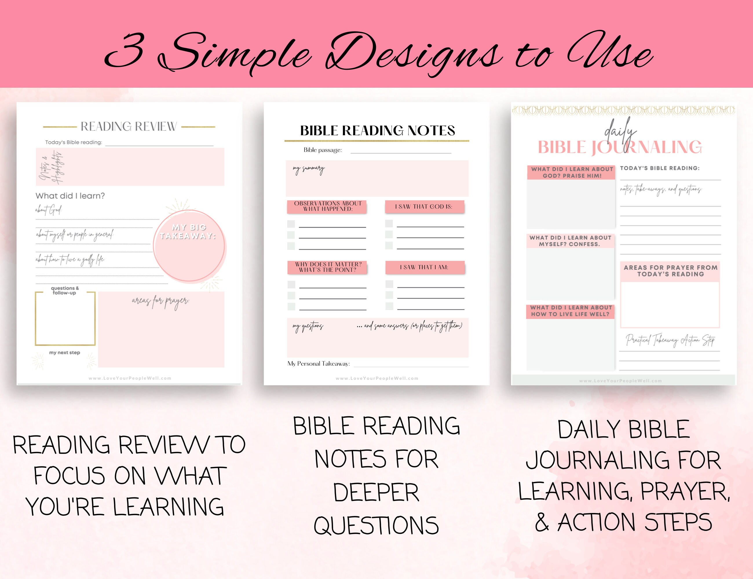 Printable Bible Journal for Christian Women: Minimalist Pink Designs (PDF) - Etsy