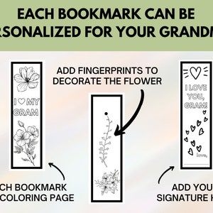 Mother's Day Gift for Grandma, Printable Bookmarks to Color and Personalize, Great Grandma Gift from Grandkid and Fun Craft for Kids image 5