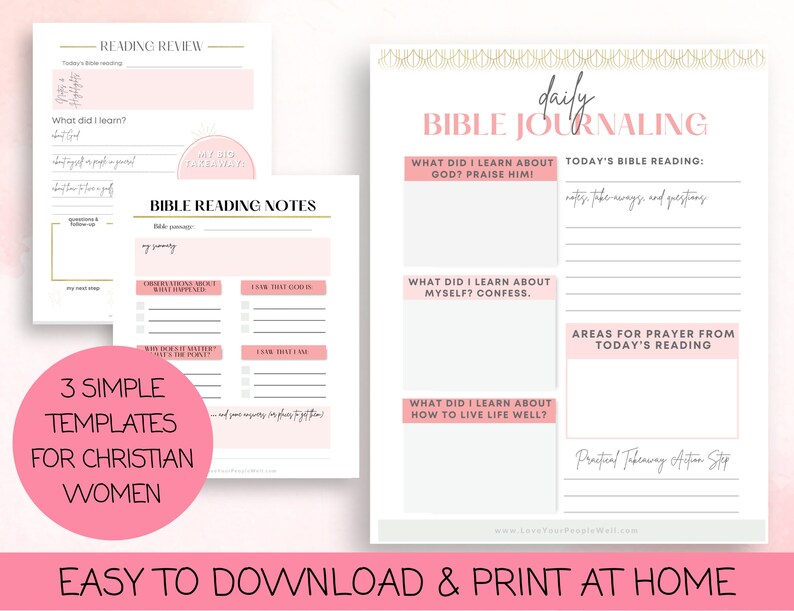 Printable Bible Journal for Christian Women: Minimalist Pink Designs (PDF) - Etsy