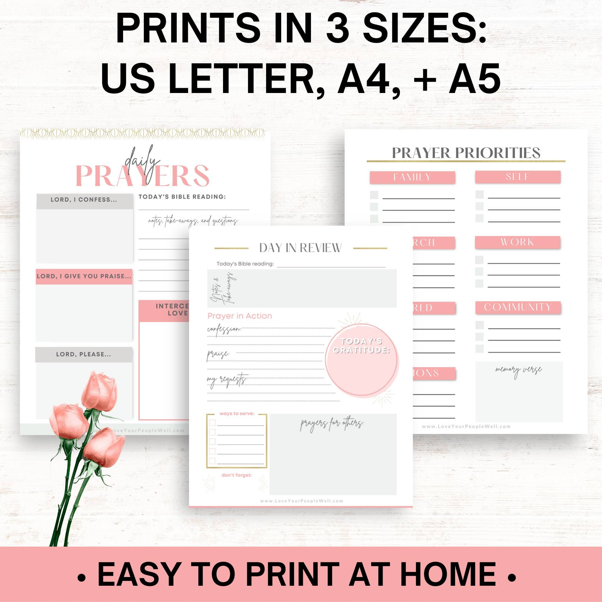 Christian Prayer Journal Printable: Daily Bible Study Templates (PDF ...