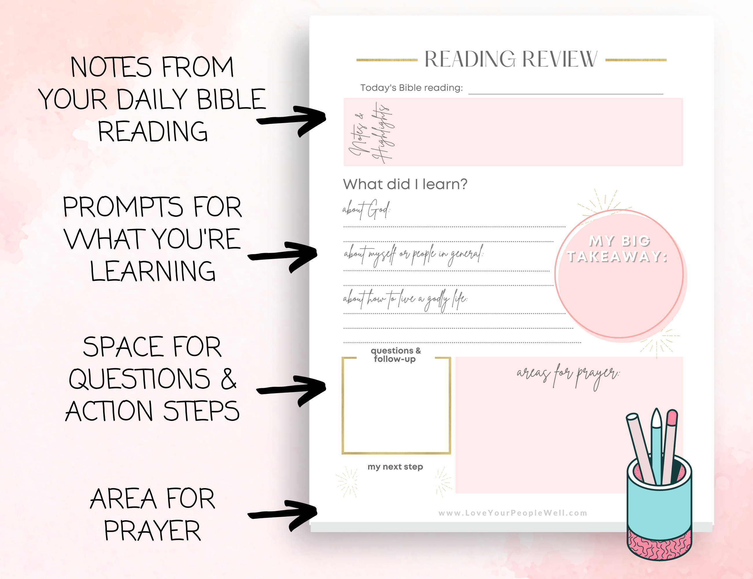 Printable Bible Journal for Christian Women, 3 Minimalist Pink Designs ...
