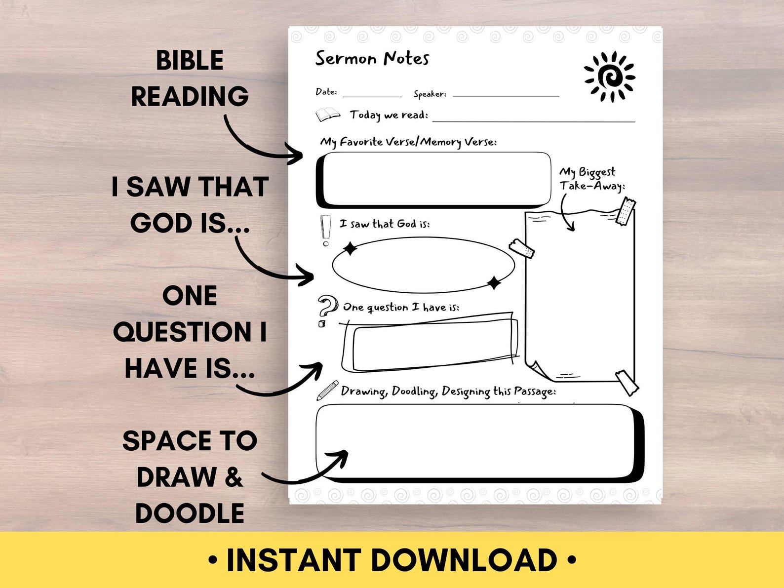 Teen Sermon Notes Worksheet: Church Bible Journal Worksheet for Kids ...