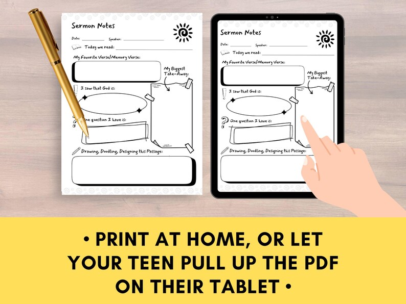 Teen Sermon Notes Worksheet: Church Bible Journal Worksheet for Kids ...