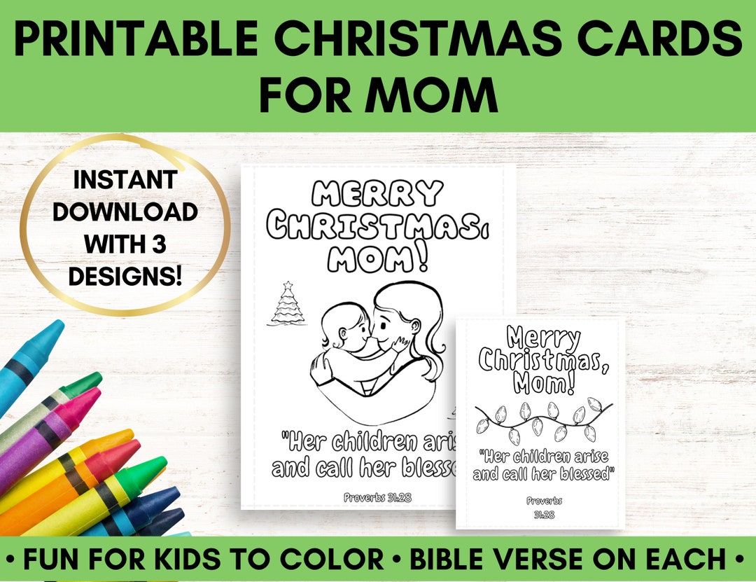 Printable Christmas Cards for Mom for the Christian Mom, Coloring Cards ...