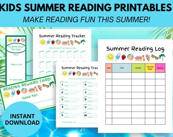Printable Summer Reading Kit for Kids, Full Color Reading Log and Rewards Cards, Reading Printable Planner For Kids To Enjoy Summer Reading