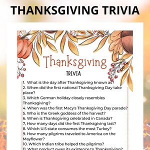 Thanksgiving trivia games printable for a family gathering