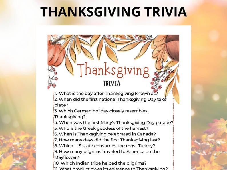 Thanksgiving trivia games printable for a family gathering