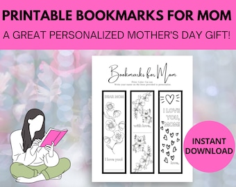 Printable Bookmarks For Mom that Kids Can Color and Personalize, Great DIY Gift For Mom on Mother's Day, Fun Craft for Kids - Print At Home!