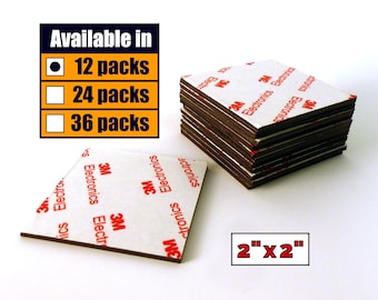 12-Pack Heavy Duty Magnets - Peel & Stick 3M Adhesive - 2" x 2" x 2mm