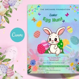 Editable Easter Egg Hunt Flyer| Instant Download| Easter Egg Hunt Invitation| Colorful Easter Egg Hunt| Edit With Canva