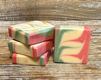 Christmas Cheer Cold Processed Soap, made with Goats Milk, kaolin clay and Irish Sea Moss