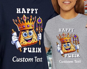 Personalized Purim Shirt, Crowned Hamentashen Design, Custom Apparel