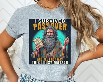 Funny Passover T-Shirt: I Survived Matzah Graphic Tee