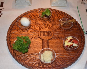 Handmade Mahogany Tree of Life Seder Plate - Passover Gift