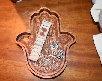 Wooden Hamsa Catchall Tray