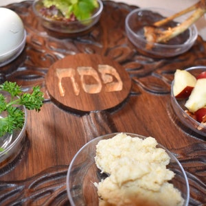 Seder plate for Passover Walnut wood Tree of Life gilding unique custom made traditional - Fast Shipping - Jewish Home - Passover Gift Idea